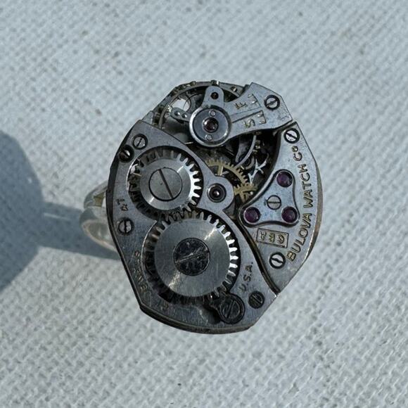 Bulova Watch Ring Handmade Adjustable size 7.5 - Picture 2 of 5